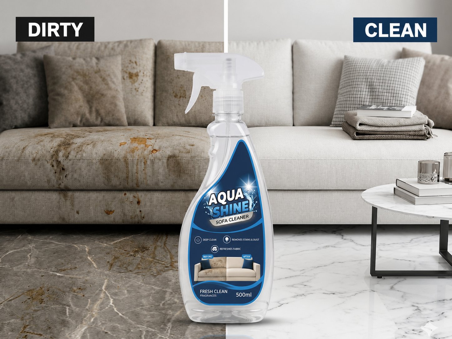 Aqua Shine Sofa Cleaner – Before & After